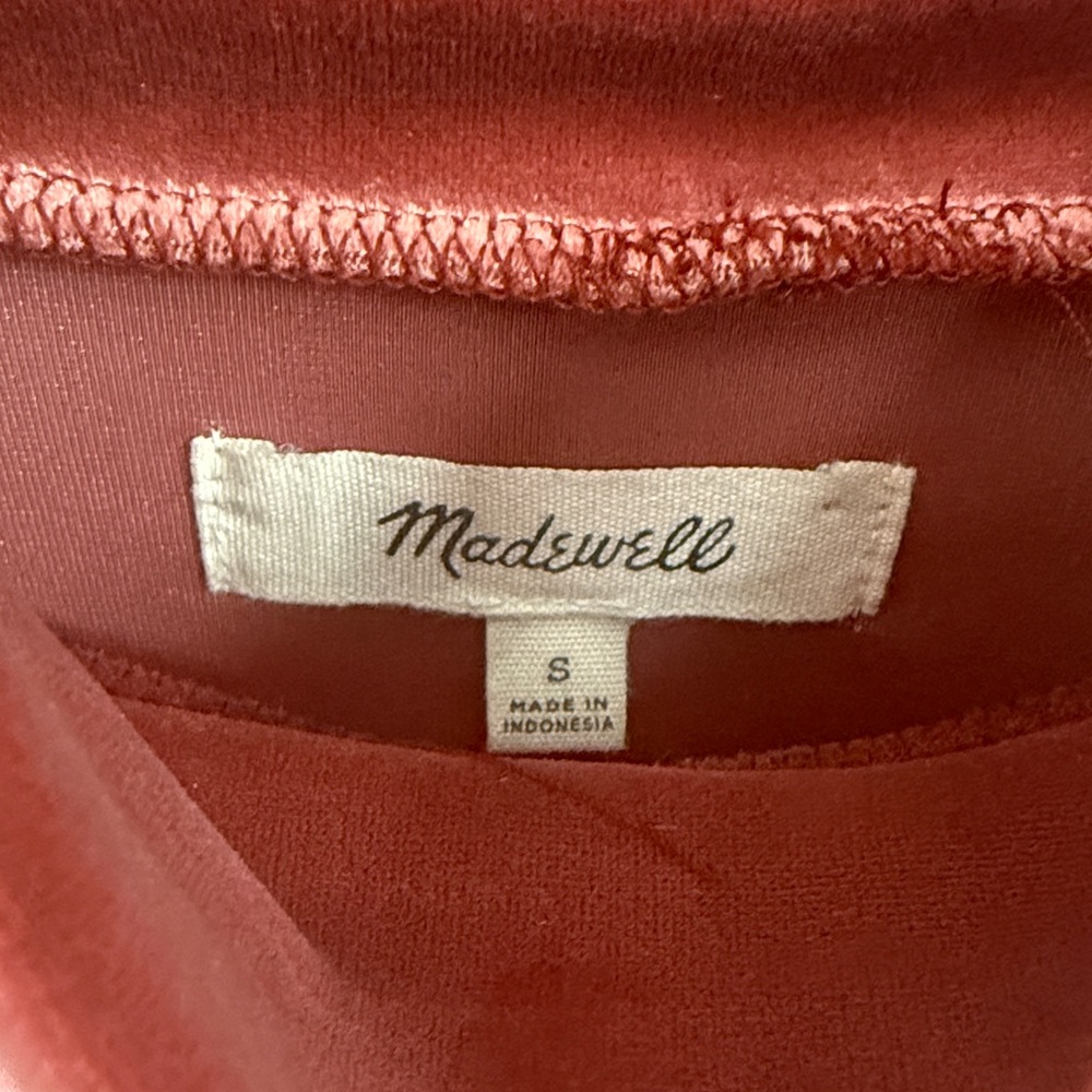 Madewell burnt orange mock neck velvet short sleeve Small - Picture 3 of 5